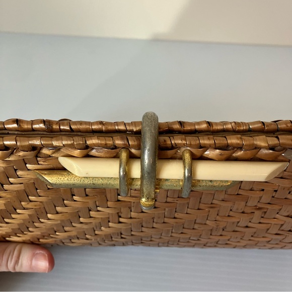 Rodo Italy Vintage Woven Glazed Wicker Mid-Century Italian Clutch Bag - Picture 11 of 12